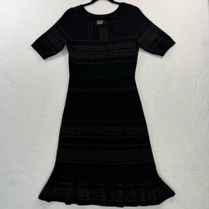 Taylor Black & Gold Knit Dress Sweater Dress L